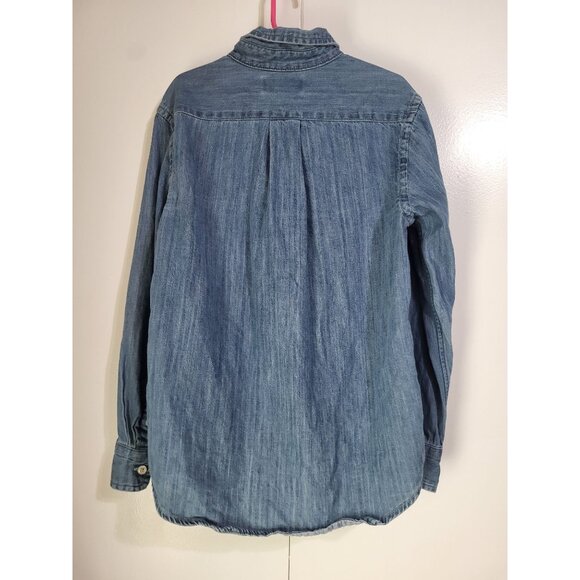 POLO RALPH LAUREN Boy's S (8) Blue Chambray Button Down Shirt Flesh Pony Preppy - Picture 2 of 5